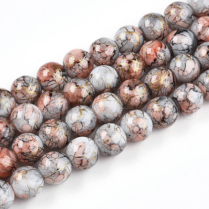 Baking Painted Glass Beads Strands DGLA-N003-10mm-B05-1