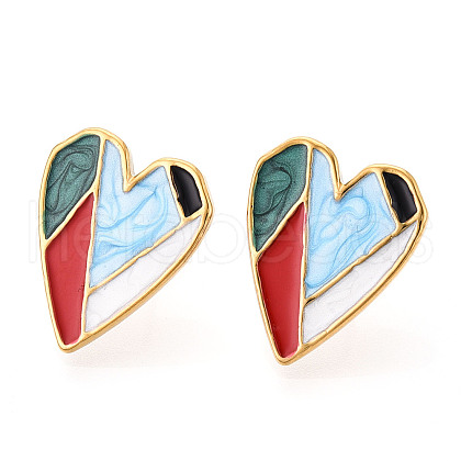 304 Stainless Steel Enamel Stud Earrings EJEW-T047-24-G-1