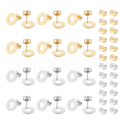 Unicraftale 40Pcs 2 Color 304 Stainless Steel Stud Earring Findings STAS-UN0055-59-1