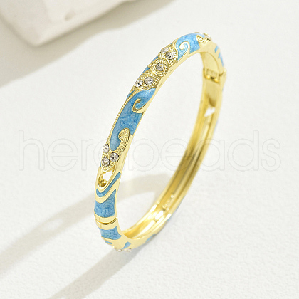 Fashionable Casual Retro Alloy Rhinestone Bangles with Enamel for Women QT6970-8-1