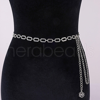 Rectangle Alloy Crystal Rhinestone Link Chain Waist Belly Chains for Women FS-WG46C0E-04-1