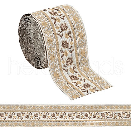5 Yards Flower Pattern Bohemia Polyester Ribbon OCOR-FG0002-32-1