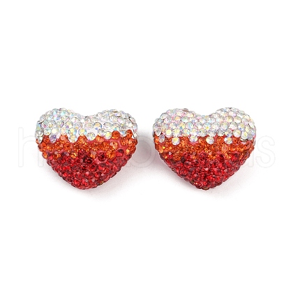 Gradient Color Heart Shaped Polymer Clay Rhinestone Beads CLAY-NH0002-03E-1