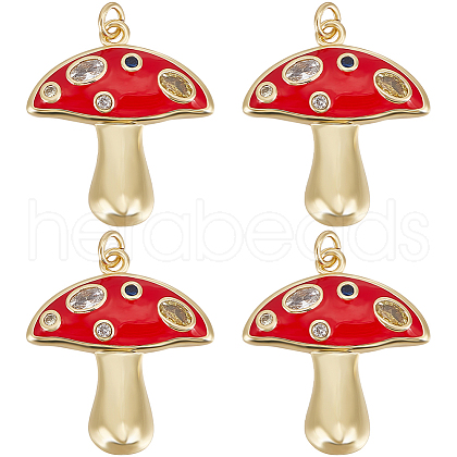 Beebeecraft 6Pcs Autumn Theme Real 18K Gold Plated Brass Micro Pave Cubic Zirconia Pendants ZIRC-BBC0002-34-1