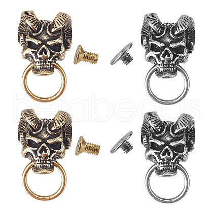 Gorgecraft 4Pcs 2 Colors Alloy Bag Decorative Demon Skull Head Buckle Clasps KK-GF0001-09-1