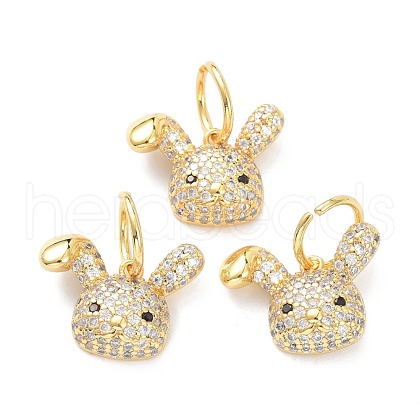 Brass Micro Pave Clear Cubic Zirconia Pendants ZIRC-L091-090G-1