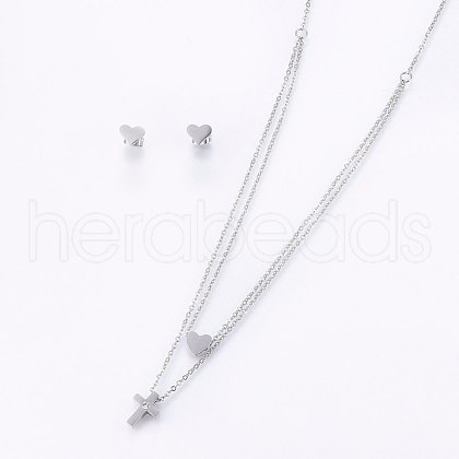 304 Stainless Steel Jewelry Sets SJEW-O090-34P-1