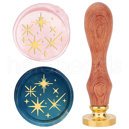 Brass Wax Seal Stamps with Wood Handle AJEW-WH0412-0050-1