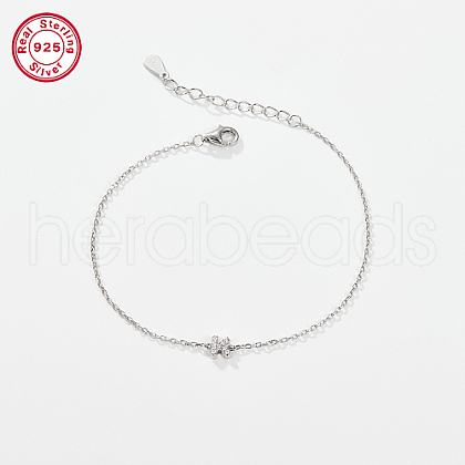 Anti-Tarnish Rhodium Plated 925 Sterling Silver Letter Cubic Zirconia Link Bracelets GI2156-11-1