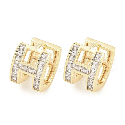 Brass Micro Pave Clear Cubic Zirconia Earrings EJEW-S228-08G-1
