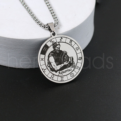 201 Stainless Steel Pendant Necklaces with Alloy Box Chain WGA45A6-11-1