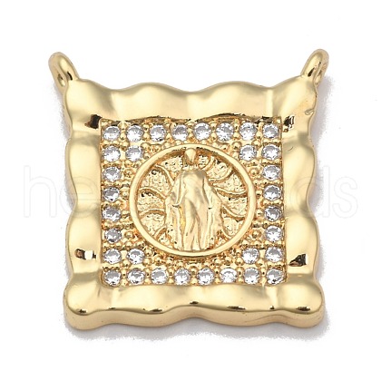 Brass Micro Pave Clear Cubic Zirconia Pendant Link ZIRC-A013-36G-1