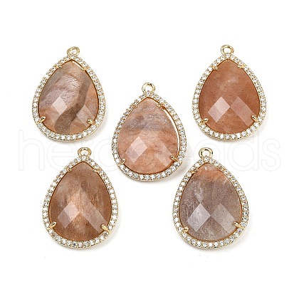 Natural Sunstone Faceted Pendants G-K347-12G-05-1