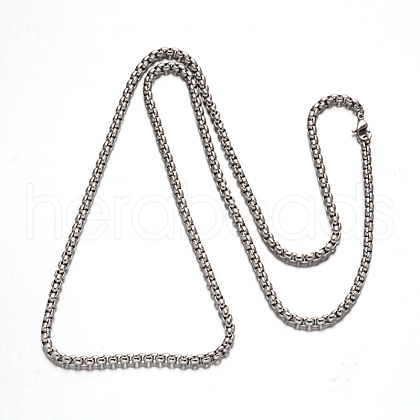 Tarnish Resistant 304 Stainless Steel Box Chain Necklaces NJEW-H421-1-1