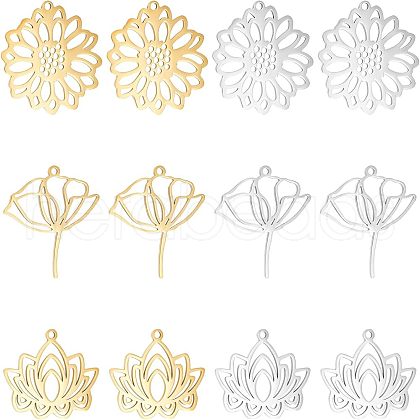 Unicraftale 12Pcs 6 Style 304 Stainless Steel Pendants STAS-UN0038-83-1