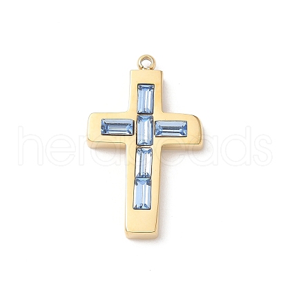 304 Stainless Steel Rhinestone Pendants STAS-L022-085G-10-1