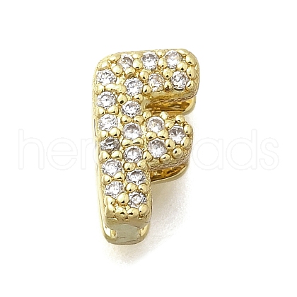 Brass Micro Pave Cubic Zirconia Letter Multi-Strand Links KK-D295-32G-06-1