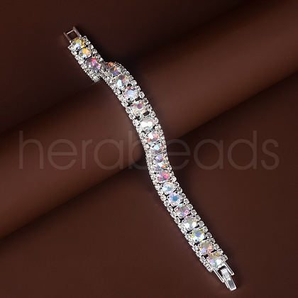 Square Alloy Rhinestone Cup Chain Bracelets for Women WG1D83C-09-1