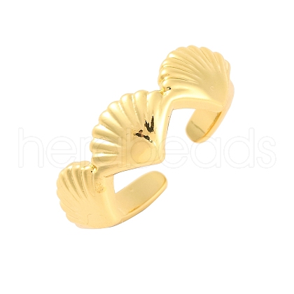 Shell Shape Brass Open Cuff Rings RJEW-U009-07G-1