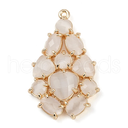 Brass Cat Eye Pendants KK-R224-16E-G-1