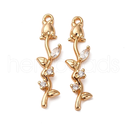 Brass Micro Pave Clear Cubic Zirconia Pendants KK-Z112-43G-1