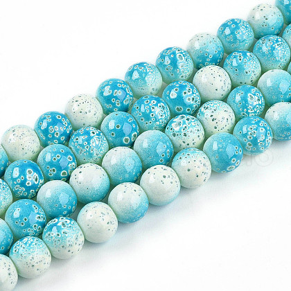 Transparent Baking Painted Glass Beads Strands DGLA-N009-8mm-05-1