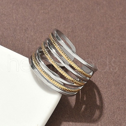 304 Stainless Steel Double Color Cuff Rings RJEW-S635-01GP-B-1