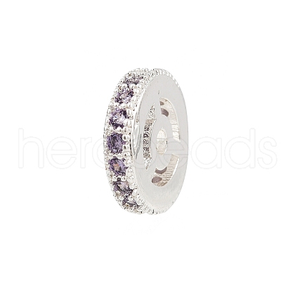 Rack Plating Brass Clear Cubic Zirconia Spacer Beads KK-L236-07S-1