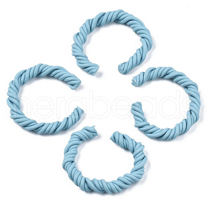 Polymer Clay Twist Rope Open Ring CLAY-N010-031-05-1