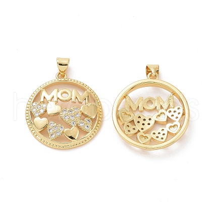 Brass Micro Pave Clear Cubic Zirconia Pendants ZIRC-F134-06G-1