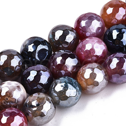 Electroplate Natural Agate Beads Strands G-T131-55-05-1