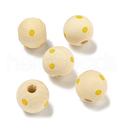 Printed Wood European Beads WOOD-G022-18F-1