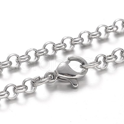 Tarnish Resistant 304 Stainless Steel Rolo Chain Necklaces NJEW-F195-09B-P-1