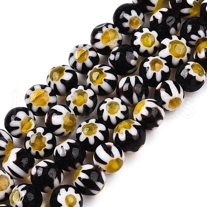 Round Millefiori Glass Beads Strands X-LK-P001-31-1