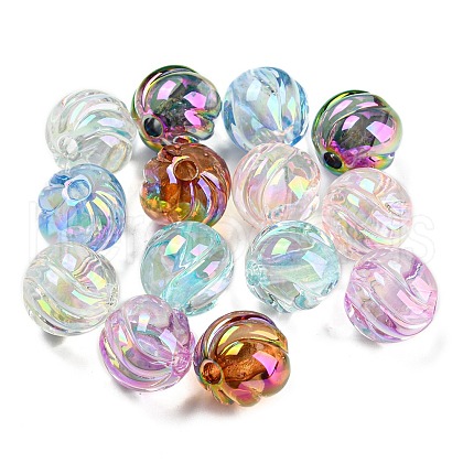 Transparent UV Plating Iridescent Acrylic Beads OACR-Q189-06-1