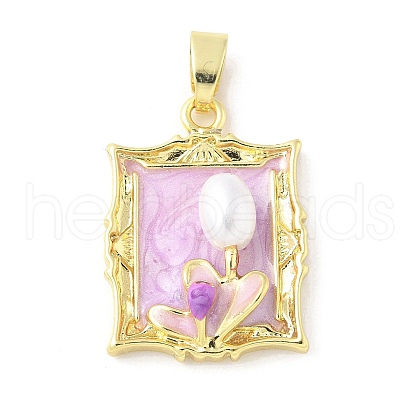 Brass Enamel Pendants KK-Z101-09G-D01-1