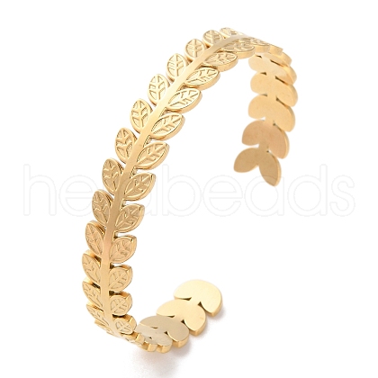 304 Stainless Steel Cuff Bangles for Women BJEW-K263-05G-03-1