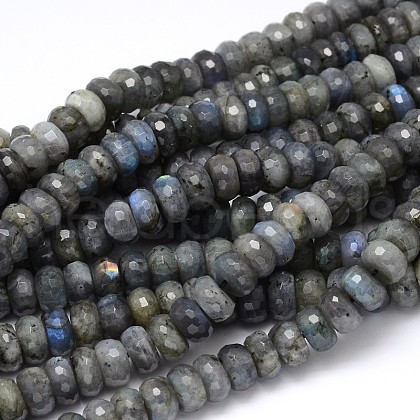 Natural Labradorite Rondelle Bead Strands G-O095-05-G-1
