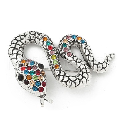 Snake Alloy Rhinestone Brooches for Backpack Clothes JEWB-Z040-01C-AS-1