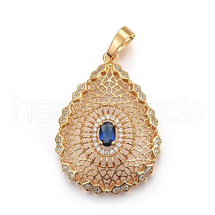 Brass Micro Pave Cubic Zirconia Pendants ZIRC-F092-05G-04-1