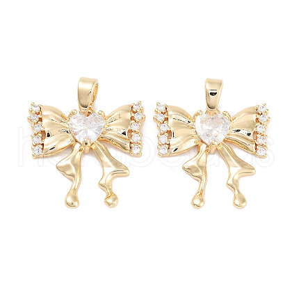 Brass Micro Pave Cubic Zirconia Pendants KK-C051-43G-1