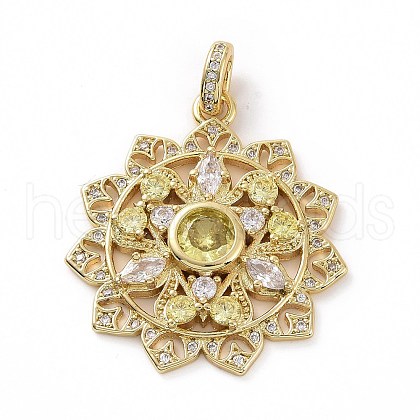 Brass Micro Pave Cubic Zirconia Pendants KK-E068-VF007-1