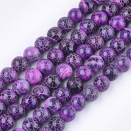 Natural Fire Crackle Agate Beads Strands G-T125-22C-1