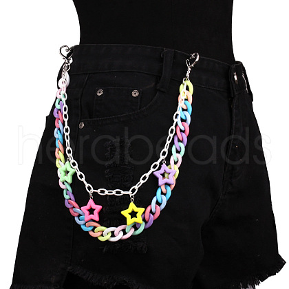 Macaron Color Star Acrylic Double Layer Chain Belts for Pants FS-WG9A655-02-1
