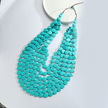 Bohemian Wood Disc Beaded Multilayer Bib Necklaces for Women FS-WG91E46-04-1