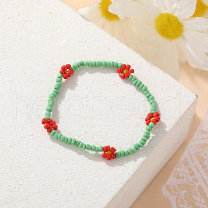 Bohemian Style Daisy Glass Seed Beaded Stretch Bracelets for Women WG677E4-07-1