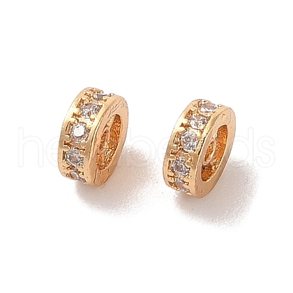 Brass Micro Pave Clear Cubic Zirconia Beads KK-B100-055C-G-1