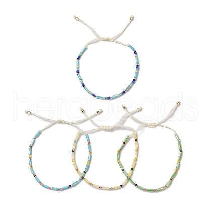 Shell & Porcelain Braided Bead Bracelets BJEW-C061-08-1