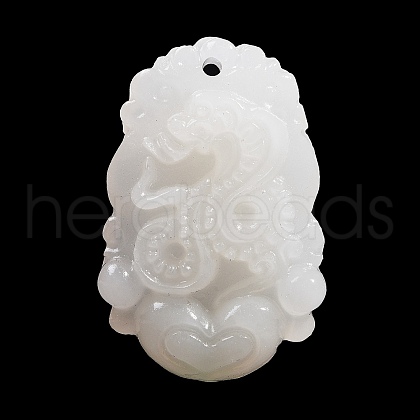 Natural White Jade Carved Pendants G-S384-01F-1
