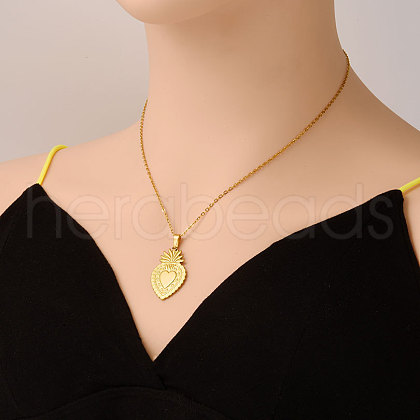Stainless Steel Sacred Heart Pendant Necklaces for Women RY5020-2-1